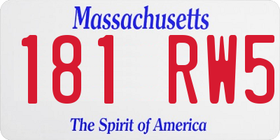 MA license plate 181RW5