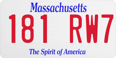 MA license plate 181RW7