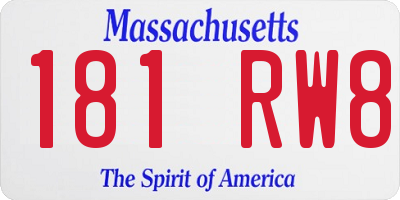 MA license plate 181RW8