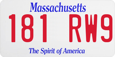 MA license plate 181RW9