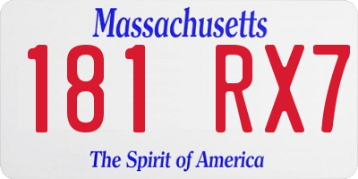 MA license plate 181RX7