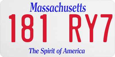 MA license plate 181RY7