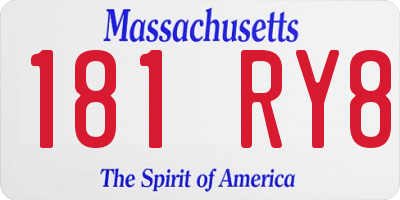 MA license plate 181RY8