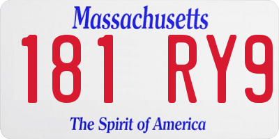 MA license plate 181RY9
