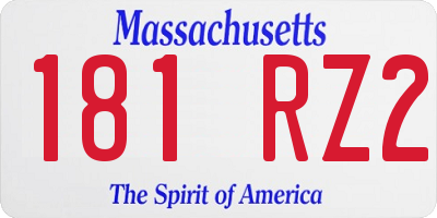 MA license plate 181RZ2