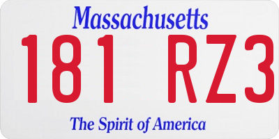MA license plate 181RZ3