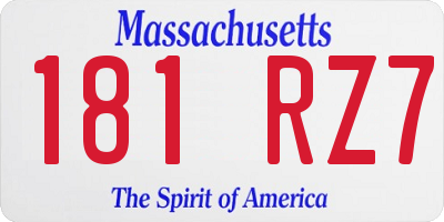 MA license plate 181RZ7
