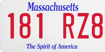 MA license plate 181RZ8