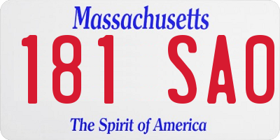MA license plate 181SA0