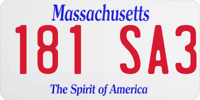 MA license plate 181SA3