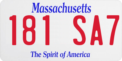 MA license plate 181SA7