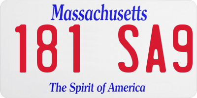 MA license plate 181SA9