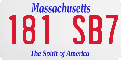 MA license plate 181SB7
