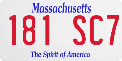 MA license plate 181SC7