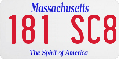 MA license plate 181SC8