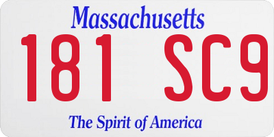 MA license plate 181SC9