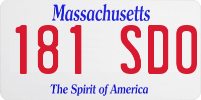 MA license plate 181SD0