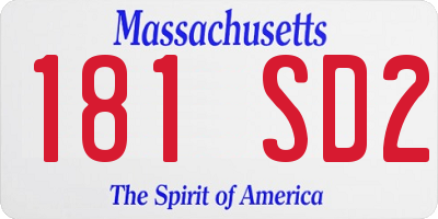 MA license plate 181SD2