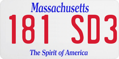 MA license plate 181SD3