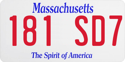MA license plate 181SD7