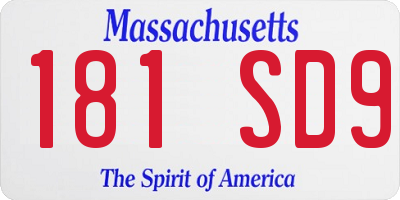MA license plate 181SD9
