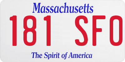 MA license plate 181SF0