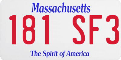 MA license plate 181SF3