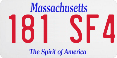 MA license plate 181SF4