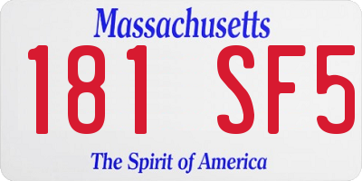 MA license plate 181SF5