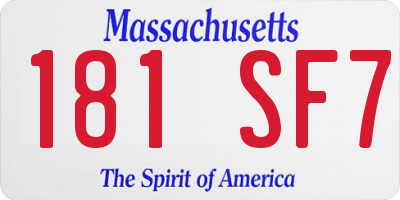 MA license plate 181SF7