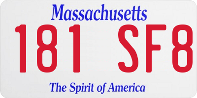 MA license plate 181SF8