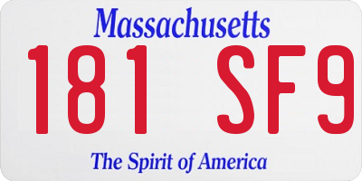MA license plate 181SF9