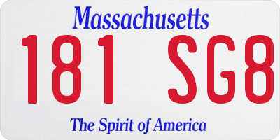 MA license plate 181SG8