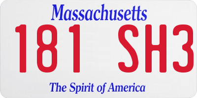 MA license plate 181SH3