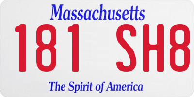 MA license plate 181SH8