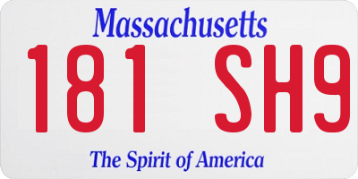 MA license plate 181SH9