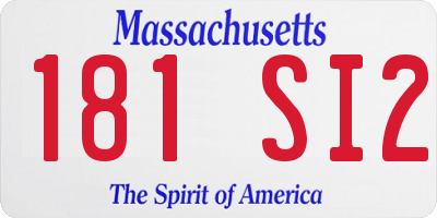 MA license plate 181SI2