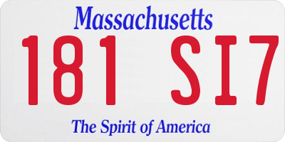 MA license plate 181SI7