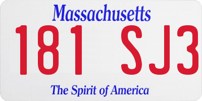 MA license plate 181SJ3