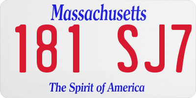 MA license plate 181SJ7