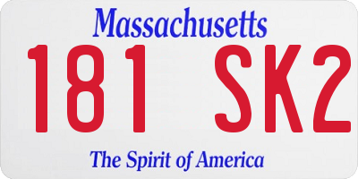 MA license plate 181SK2