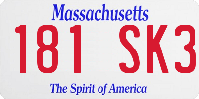 MA license plate 181SK3