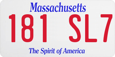 MA license plate 181SL7