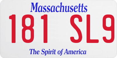 MA license plate 181SL9