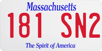 MA license plate 181SN2