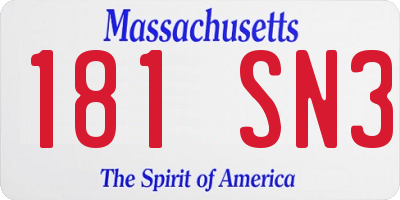 MA license plate 181SN3