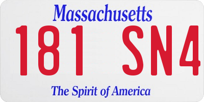 MA license plate 181SN4