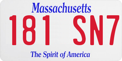 MA license plate 181SN7