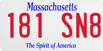 MA license plate 181SN8
