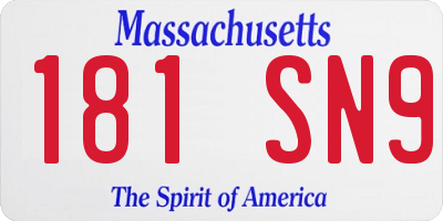 MA license plate 181SN9